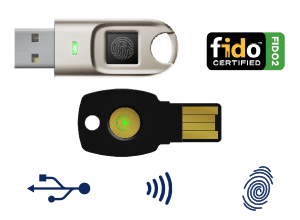 Las claves de seguridad FIDO protegen las cuentas de los usuarios en línea contra los piratas informáticos. Las claves biométricas FIDO permiten iniciar sesión sin contraseña.