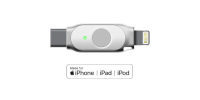 Clave de seguridad FIDO con conector Lightning para MFA en dispositivos iOS iPhone y iPad