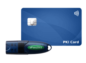 Tókenes USB y tarjetas PKI para asegurar operaciones criptográficas, incluyendo firmas digitales y autenticación basada en certificado